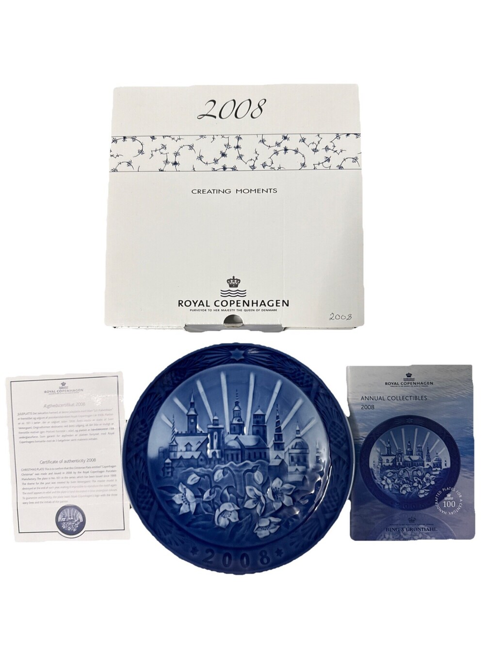 Royal Copenhagen 2008 Copenhagen Christmas Collector 7" Plate WITH COA AND BOX